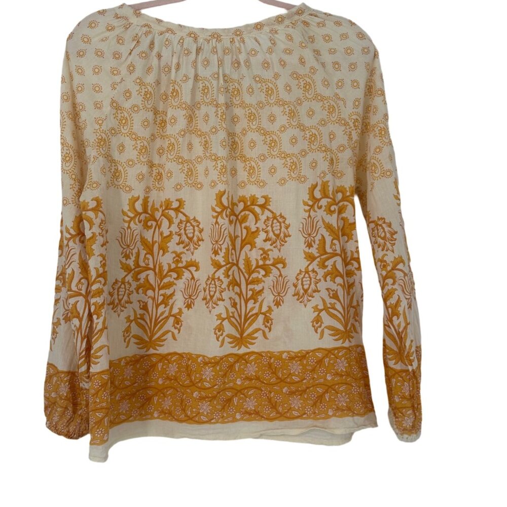 Cynthia Rowley Cotton Smock Paisley Floral Blouse Large - Picture 4 of 6